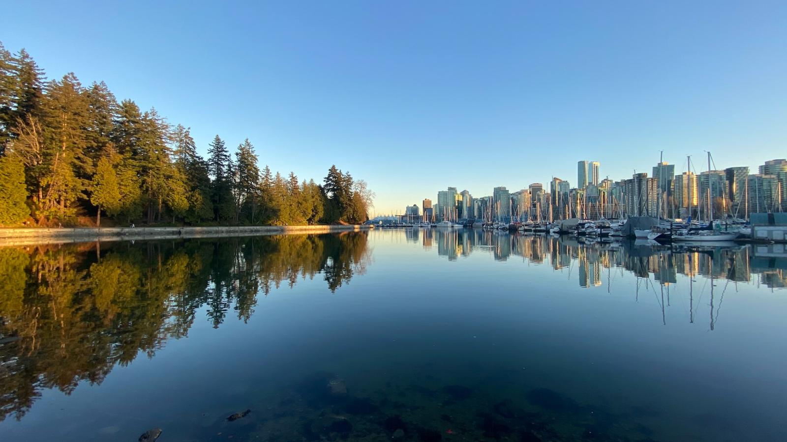 vista del horizonte de vancouver y del parque stanley