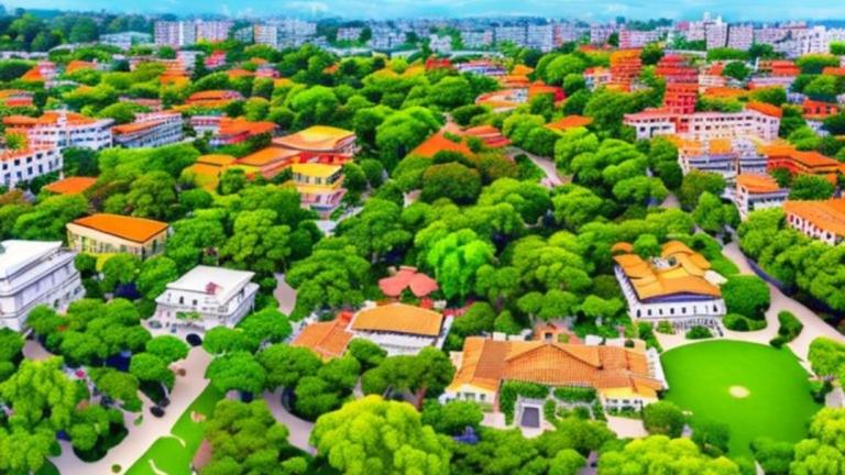 una vista aérea de la naturaleza ciudad positiva