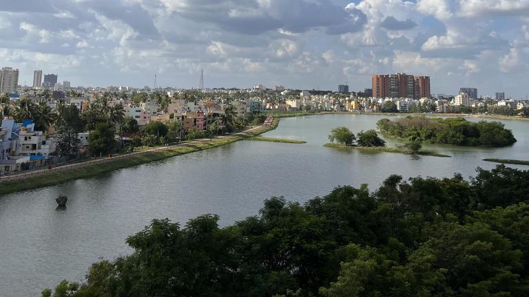 vista de un lago en chennai