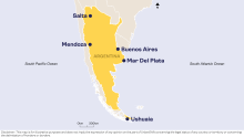 Mapa del país de Argentina