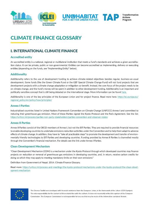 glosario de financiación climática